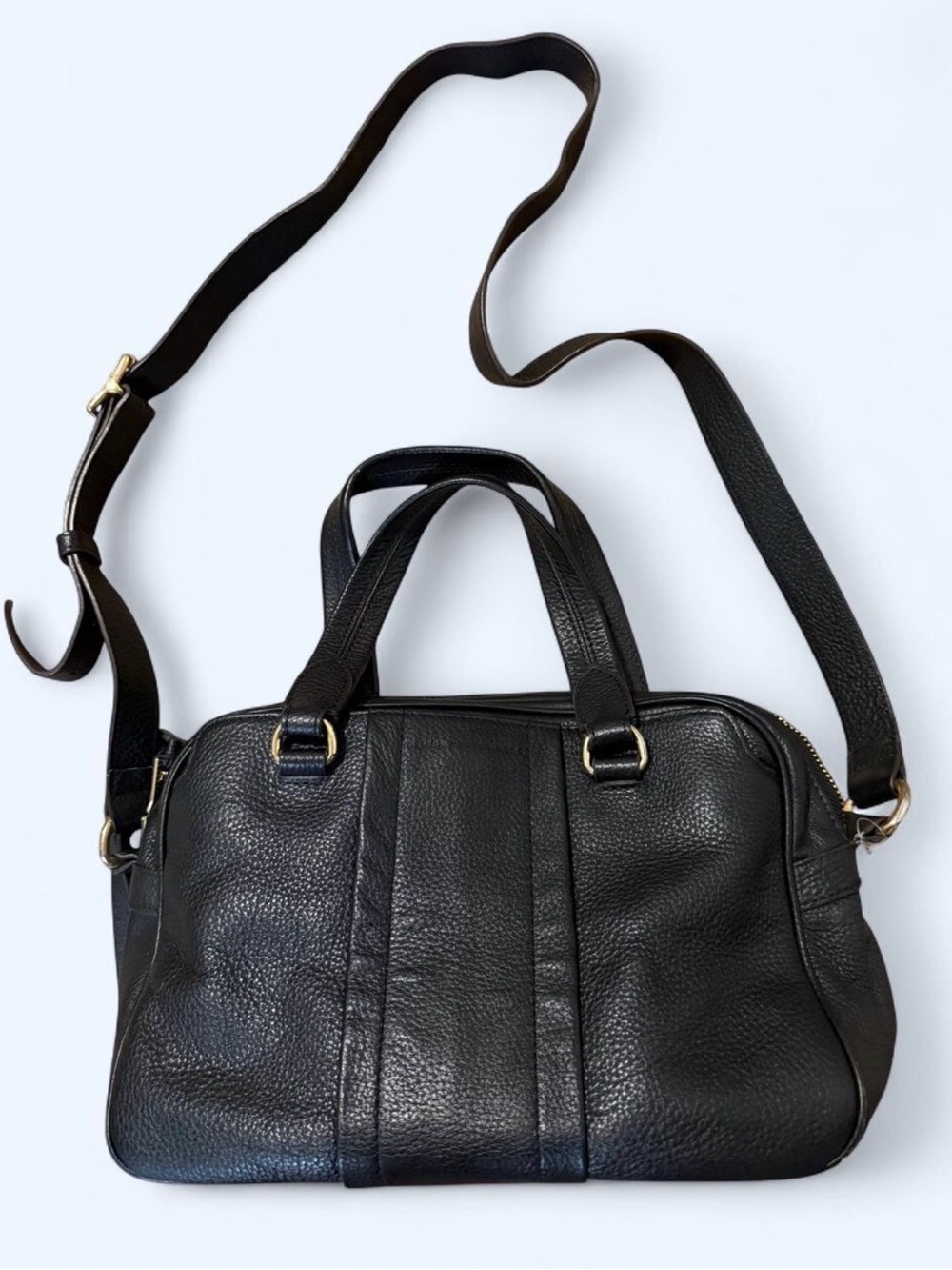 Aimee Kestenberg Black Pebbled Leather Crossbody Purse Gold Hardware Leopard